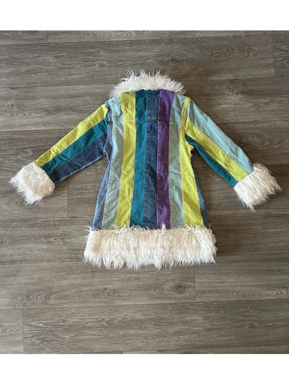 Vintage Y2K Children’s Place Penny Lane Coat 7/8 Patchwork Faux Fur Corduroy - Picture 4 of 15